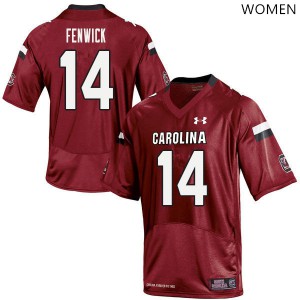 Womens University of South Carolina #14 Deshaun Fenwick Red Stitch Jersey 974628-436