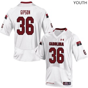 Youth South Carolina #36 Jonathan Gipson White Stitched Jersey 370055-131