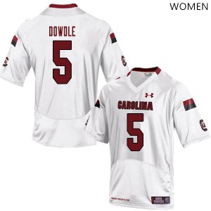 Women's South Carolina #5 Rico Dowdle White University Jersey 538432-518