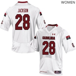 Women University of South Carolina #28 Tavyn Jackson White Embroidery Jersey 391507-301