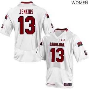 Women Gamecocks #13 E.J. Jenkins White Embroidery Jersey 871789-288