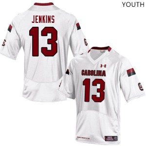 Youth South Carolina #13 E.J. Jenkins White Stitched Jerseys 661425-755