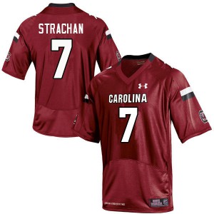 Mens South Carolina #7 Jordan Strachan Garnet Football Jerseys 990279-493