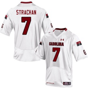 Men's University of South Carolina #7 Jordan Strachan White Embroidery Jerseys 250296-705