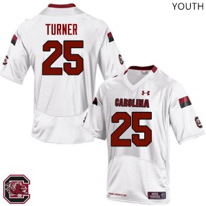 Youth South Carolina #25 AJ Turner White Football Jerseys 288611-561