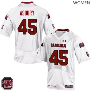 Women's University of South Carolina #45 Ben Asbury White High School Jersey 907630-790