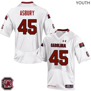 Youth University of South Carolina #45 Ben Asbury White NCAA Jerseys 876865-395