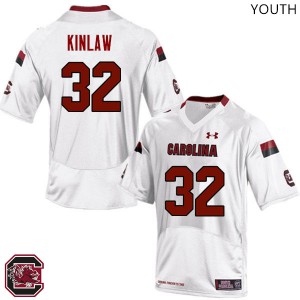 Youth South Carolina Gamecocks #32 Caleb Kinlaw White Embroidery Jerseys 182628-232