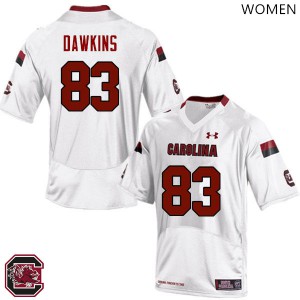 Womens University of South Carolina #83 Chavis Dawkins White Stitched Jersey 717906-959