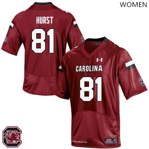 Women's University of South Carolina #81 Hayden Hurst Red Stitched Jerseys 474773-613