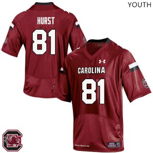 Youth Gamecocks #81 Hayden Hurst Red Embroidery Jerseys 206960-537