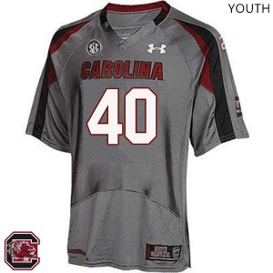 Youth Gamecocks #40 Jacob August Gray Stitched Jersey 482586-532