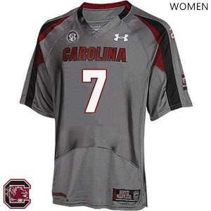 Womens Gamecocks #7 Jadeveon Clowney Gray College Jersey 162796-658