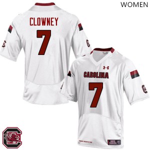 Women Gamecocks #7 Jadeveon Clowney White Embroidery Jerseys 885649-867