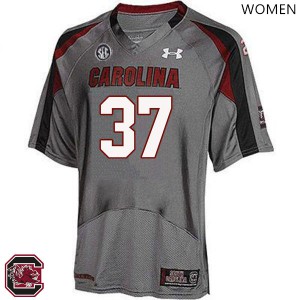 Women University of South Carolina #37 Steve Wadiak Gray NCAA Jersey 514338-595