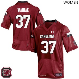 Women University of South Carolina #37 Steve Wadiak Red Football Jerseys 898819-800